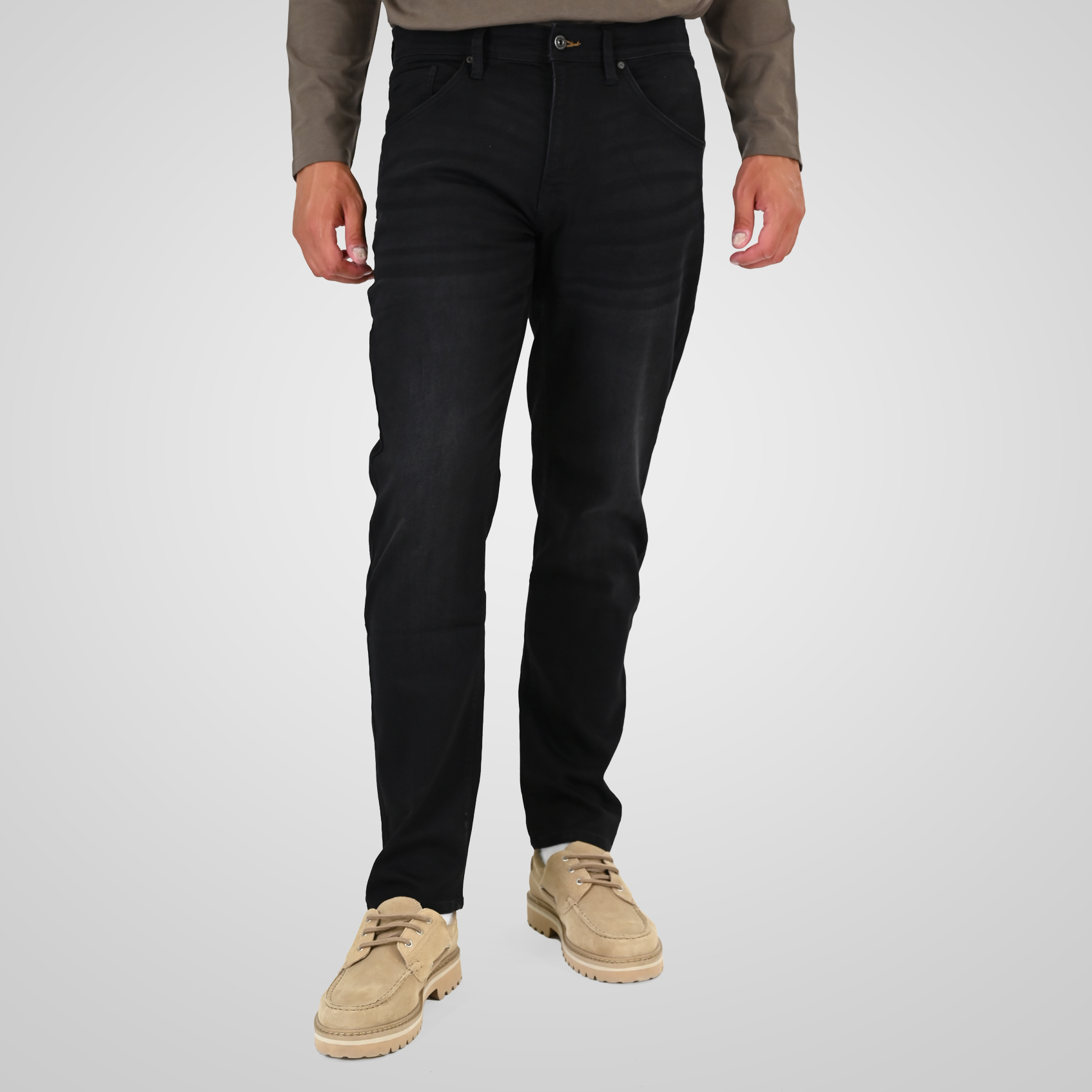 262FP-4132 FIVE POCKETS PANTS (SPECIAL KNITTED DENIM-LOOK FABRIC) OFF BLACK - Image 1