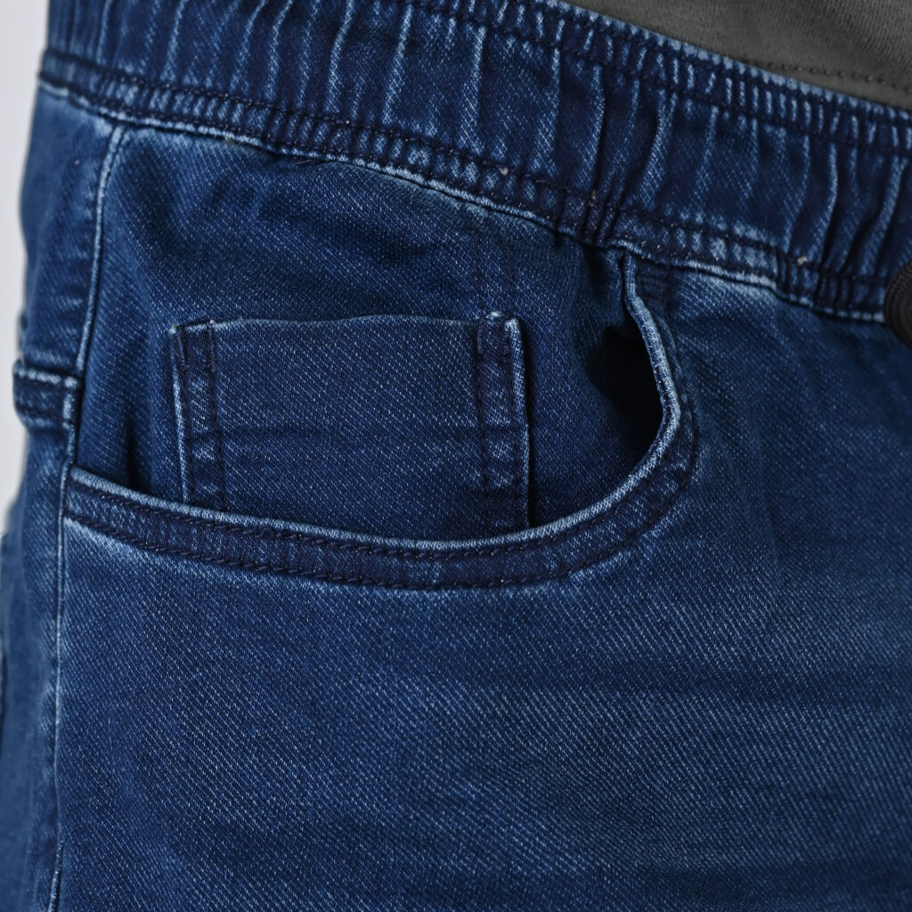 262FP-4133 PANTS WITH ELASTICATED WAIST AND HEM (SPECIAL KNITTED DENIM-LOOK FABRIC) DK BLUE