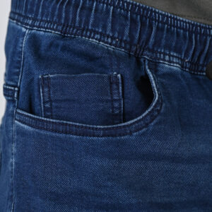 262FP-4133 PANTS WITH ELASTICATED WAIST AND HEM (SPECIAL KNITTED DENIM-LOOK FABRIC) DK BLUE - Image 5