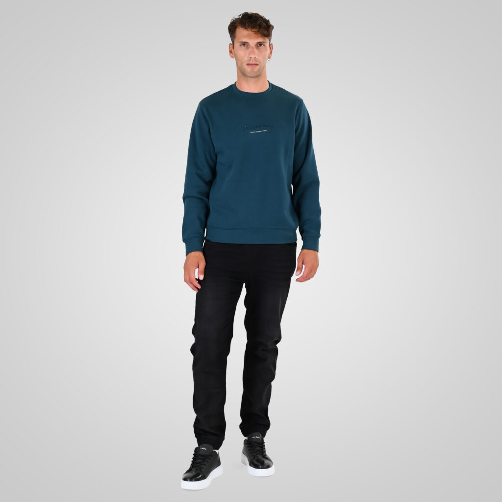 262FP-4133 PANTS WITH ELASTICATED WAIST AND HEM (SPECIAL KNITTED DENIM-LOOK FABRIC) OFF BLACK