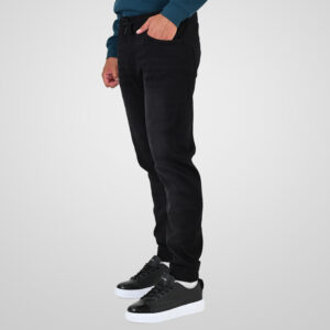 262FP-4133 PANTS WITH ELASTICATED WAIST AND HEM (SPECIAL KNITTED DENIM-LOOK FABRIC) OFF BLACK - Image 3