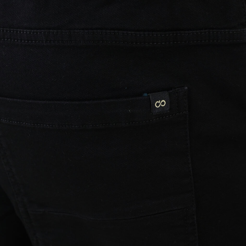 262FP-4133 PANTS WITH ELASTICATED WAIST AND HEM (SPECIAL KNITTED DENIM-LOOK FABRIC) OFF BLACK