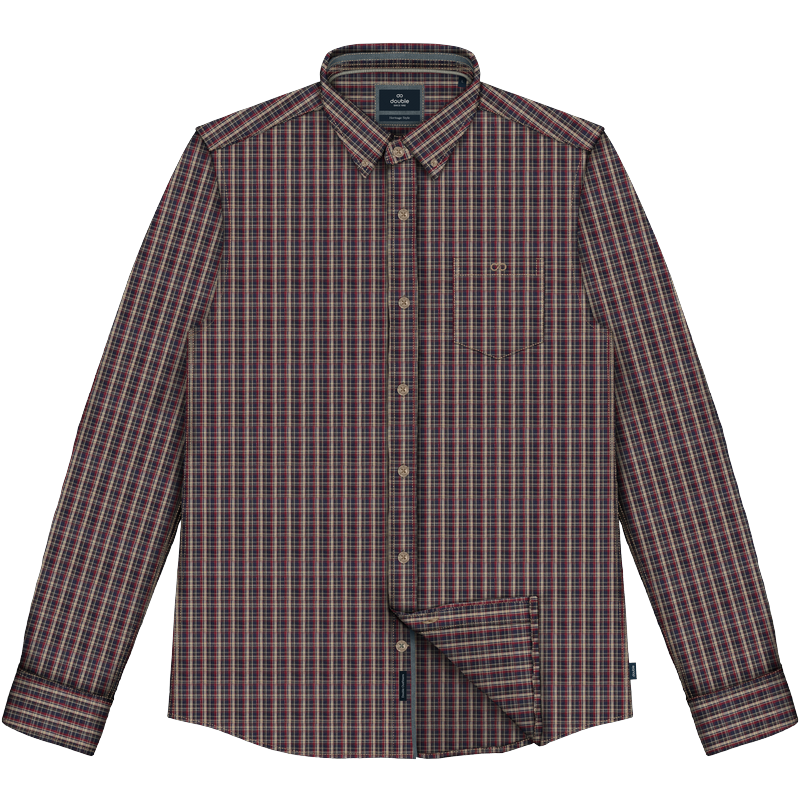 262FS-5230 SHIRTS CHECK WITH CHEST POCKET CC24 BEIGE-WINE