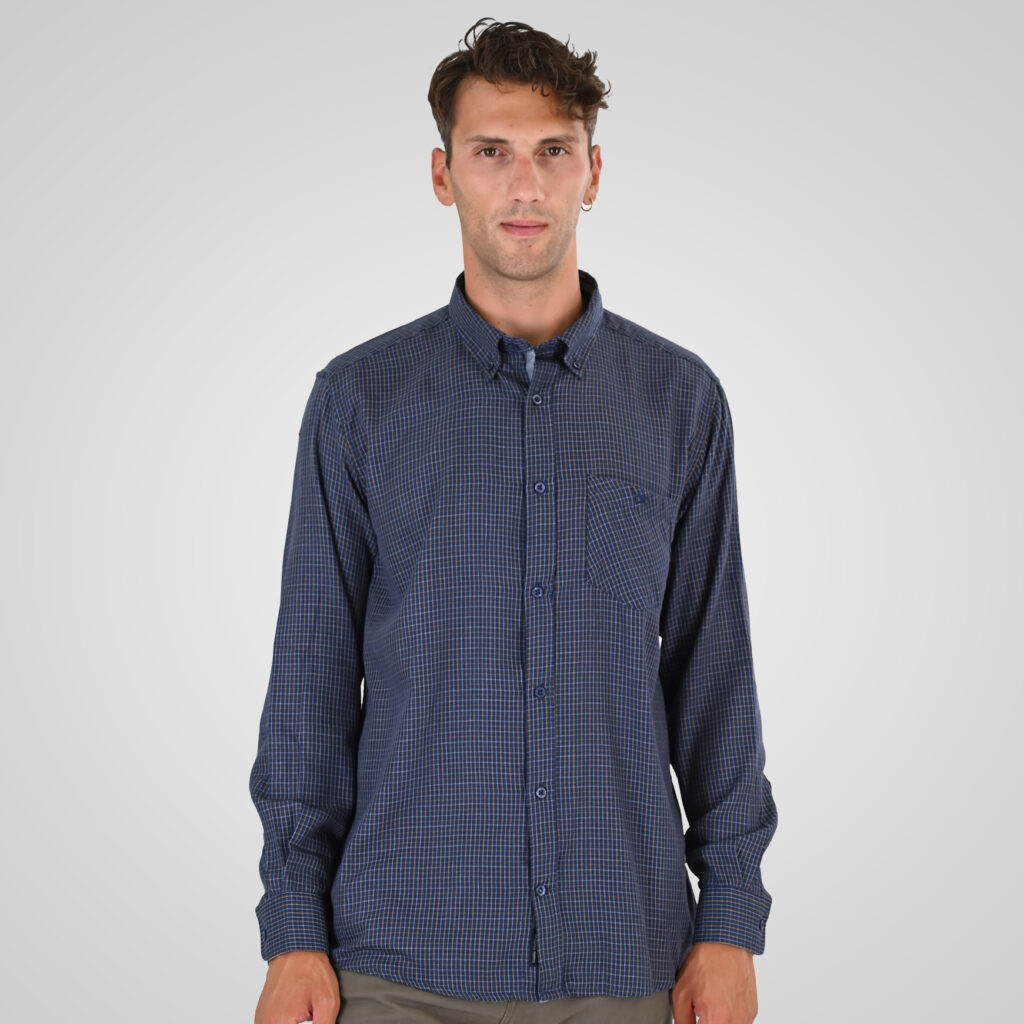 262FS-5230 SHIRTS CHECK WITH CHEST POCKET CC21 DK BLUE-TABA