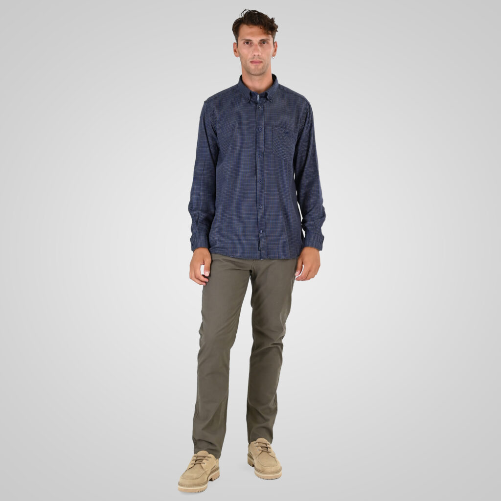 262FS-5230 SHIRTS CHECK WITH CHEST POCKET CC21 DK BLUE-TABA