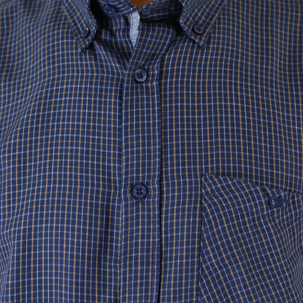 262FS-5230 SHIRTS CHECK WITH CHEST POCKET CC21 DK BLUE-TABA