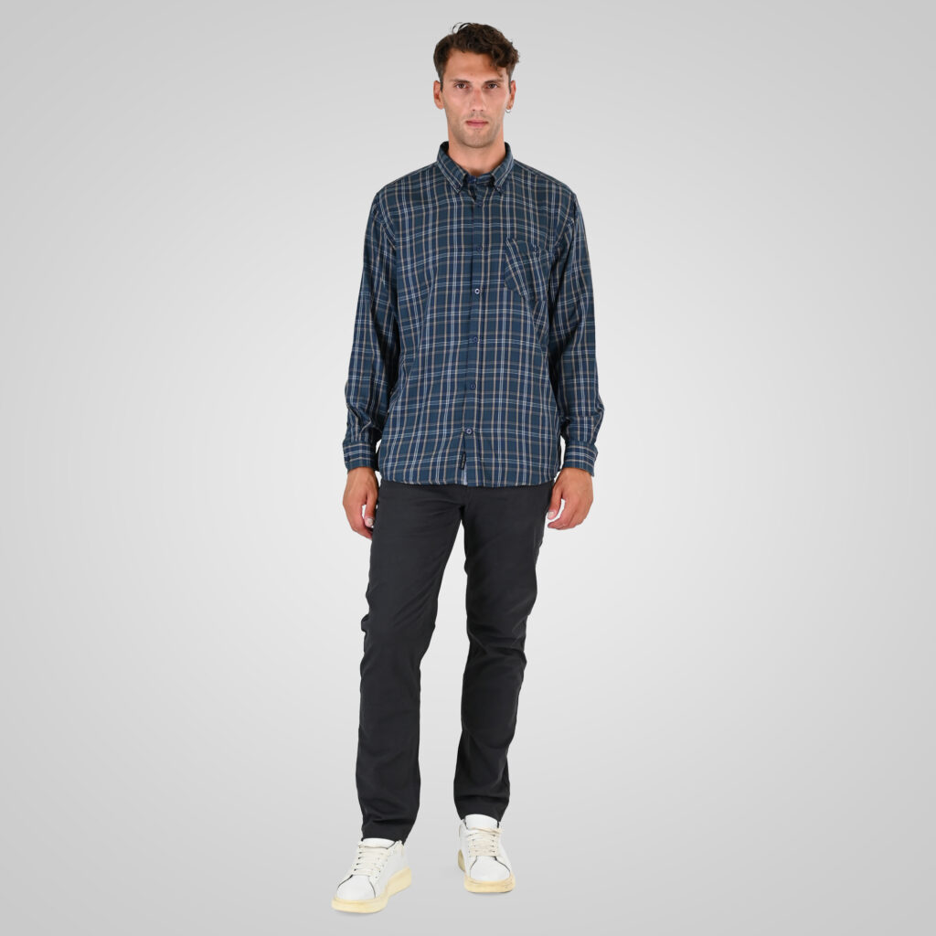262FS-5230 SHIRTS CHECK WITH CHEST POCKET CC23 DK GREEN-BEIGE