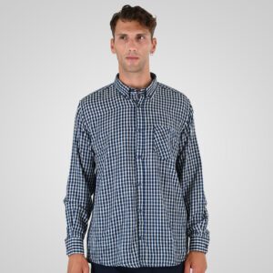 262FS-5230 SHIRTS CHECK WITH CHEST POCKET CC22 PETROL-BLUE
