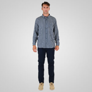 262FS-5230 SHIRTS CHECK WITH CHEST POCKET CC22 PETROL-BLUE