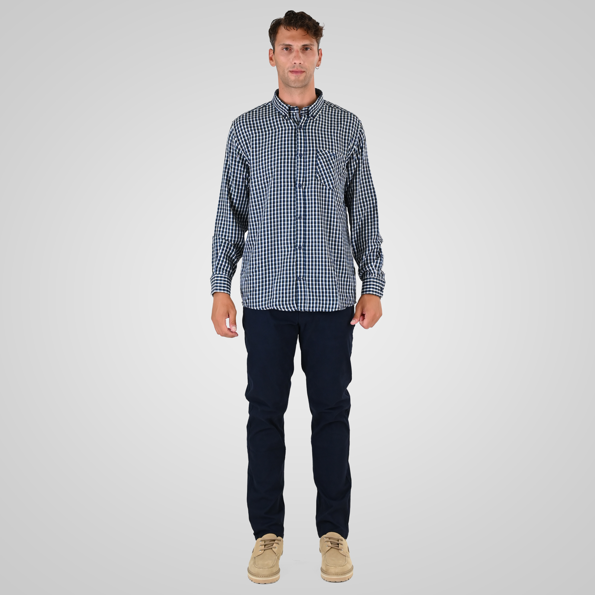 262FS-5230 SHIRTS CHECK WITH CHEST POCKET CC22 PETROL-BLUE - Image 2