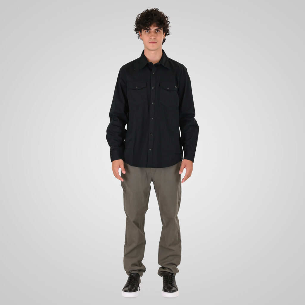 GS-5126 NOS SHIRTS WITH SNAP BUTTONS (DENIM LOOK) BLACK