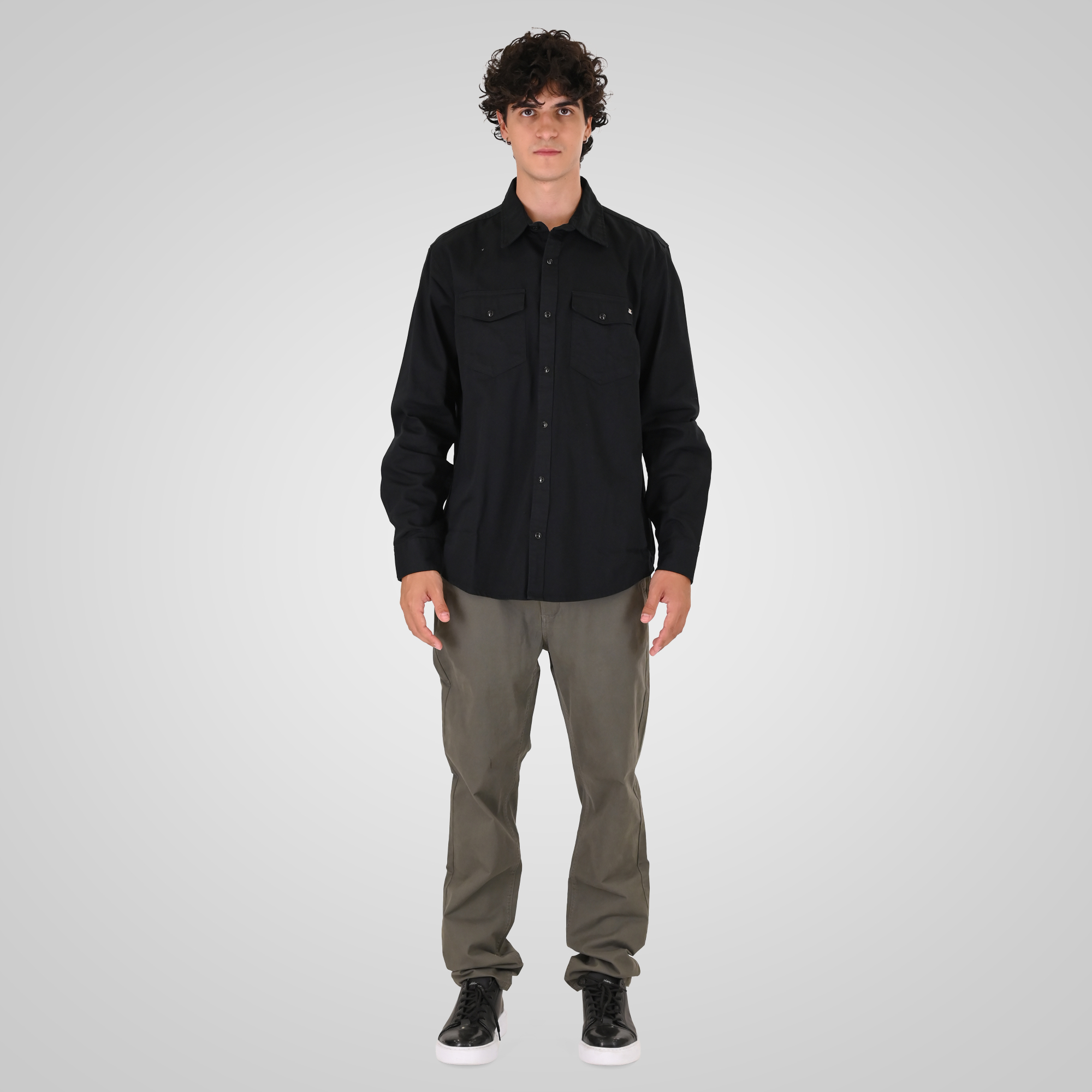 GS-5126 NOS SHIRTS WITH SNAP BUTTONS (DENIM LOOK) BLACK - Image 2