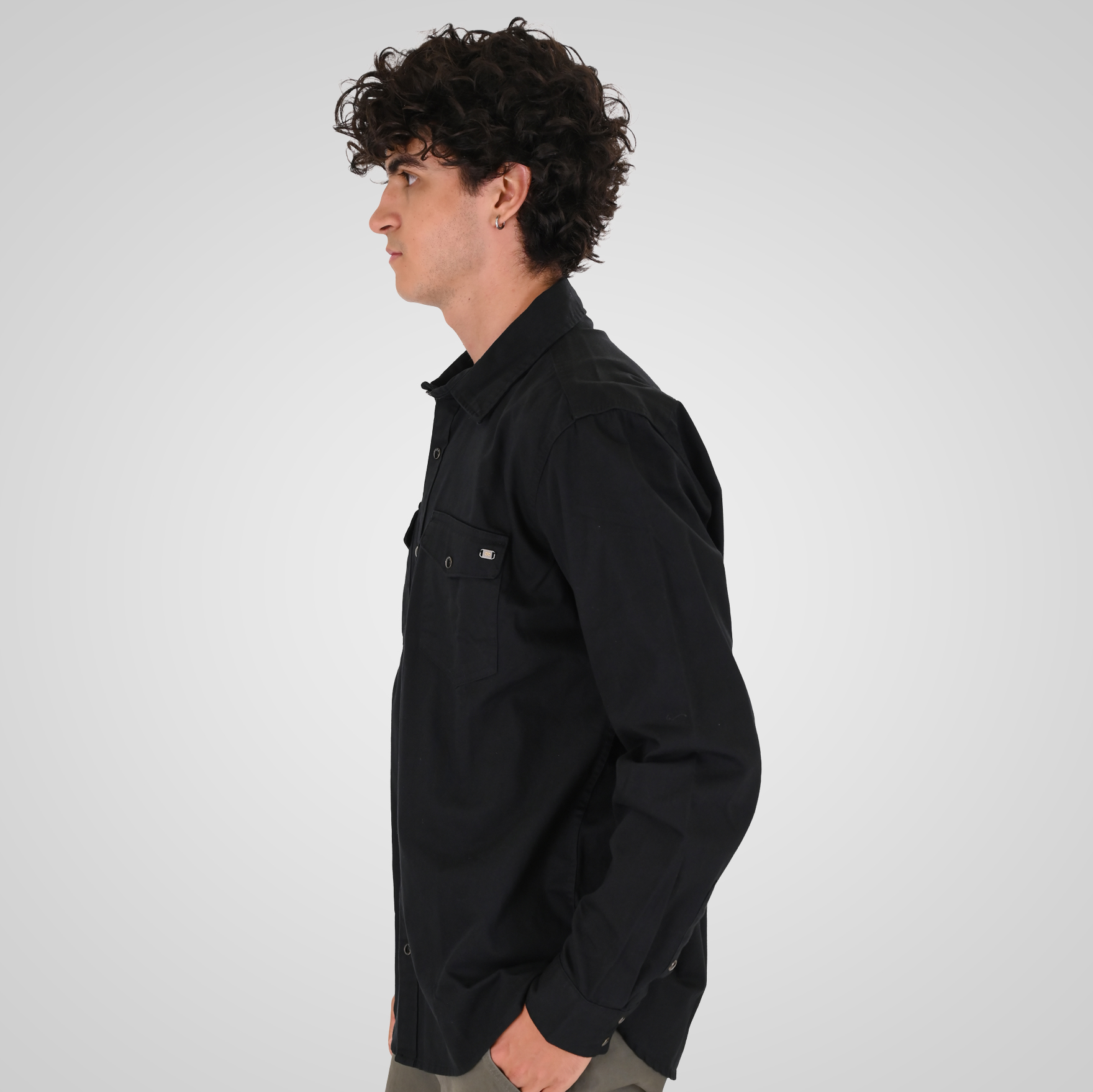 GS-5126 NOS SHIRTS WITH SNAP BUTTONS (DENIM LOOK) BLACK - Image 3