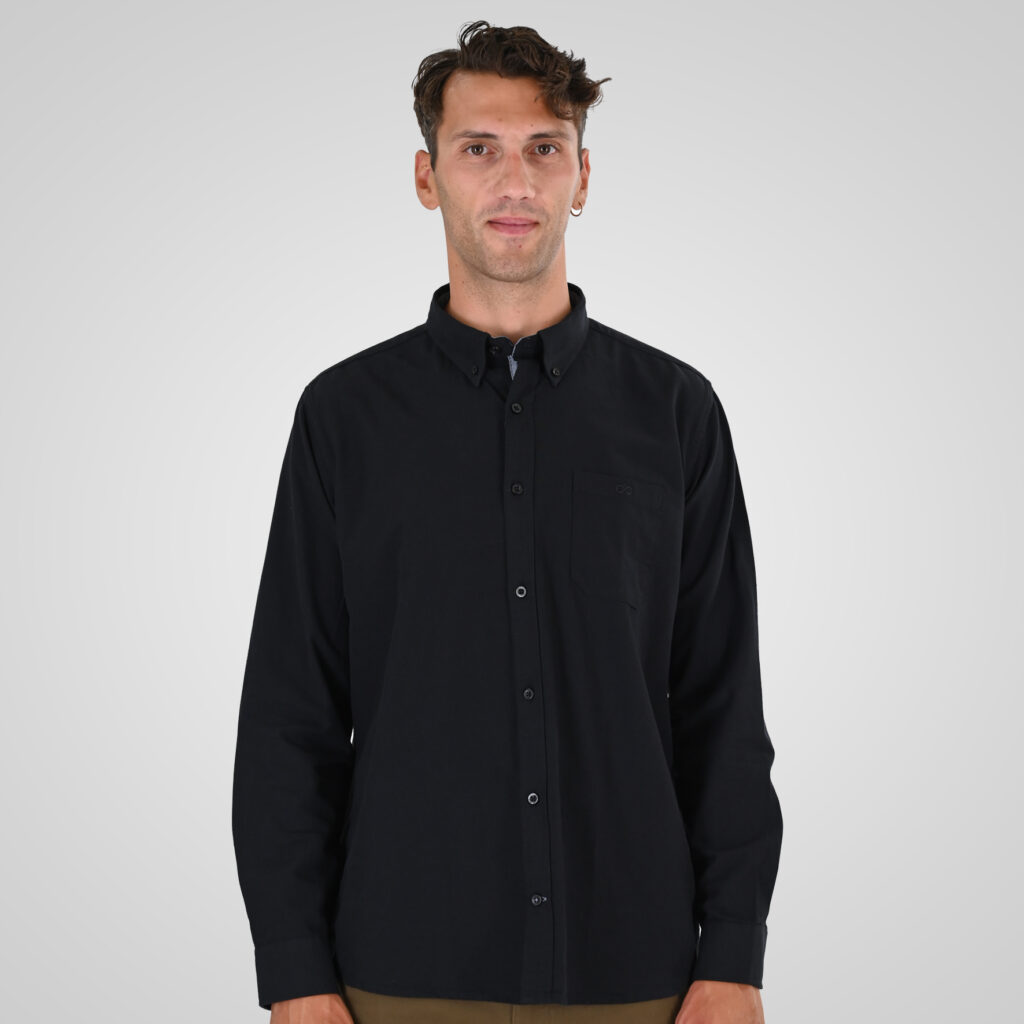 262GS-5225 OXFORD SHIRTS WITH CHEST POCKET AND DENSE EMBROIDERY BLACK
