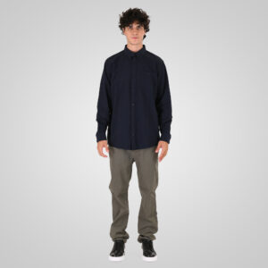 262GS-5225 OXFORD SHIRTS WITH CHEST POCKET AND DENSE EMBROIDERY BLUE MELANGE