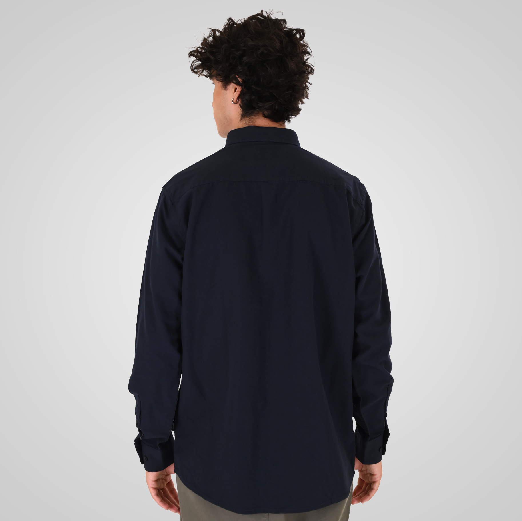 262GS-5225 OXFORD SHIRTS WITH CHEST POCKET AND DENSE EMBROIDERY BLUE MELANGE - Image 4