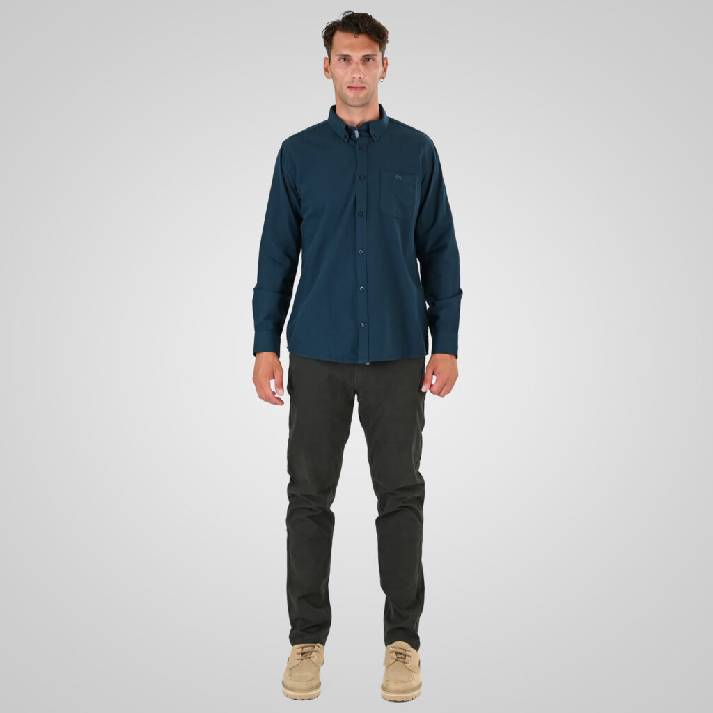 262GS-5225 OXFORD SHIRTS WITH CHEST POCKET AND DENSE EMBROIDERY DK TEAL