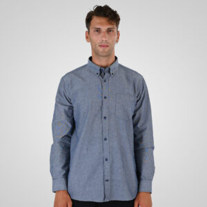 262GS-5225 OXFORD SHIRTS WITH CHEST POCKET AND DENSE EMBROIDERY OXFORD BLUE MELANGE