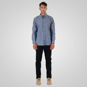 262GS-5225 OXFORD SHIRTS WITH CHEST POCKET AND DENSE EMBROIDERY OXFORD BLUE MELANGE