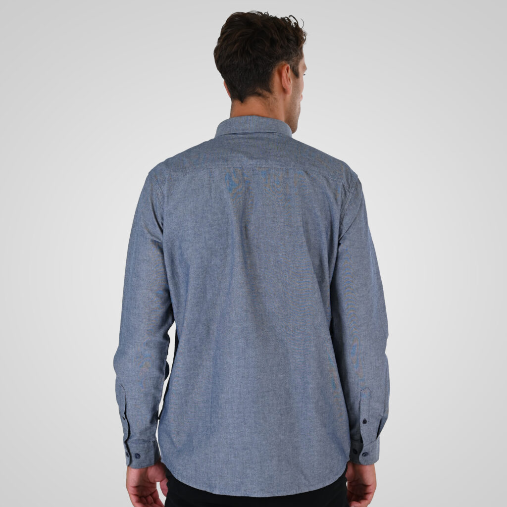 262GS-5225 OXFORD SHIRTS WITH CHEST POCKET AND DENSE EMBROIDERY OXFORD BLUE MELANGE
