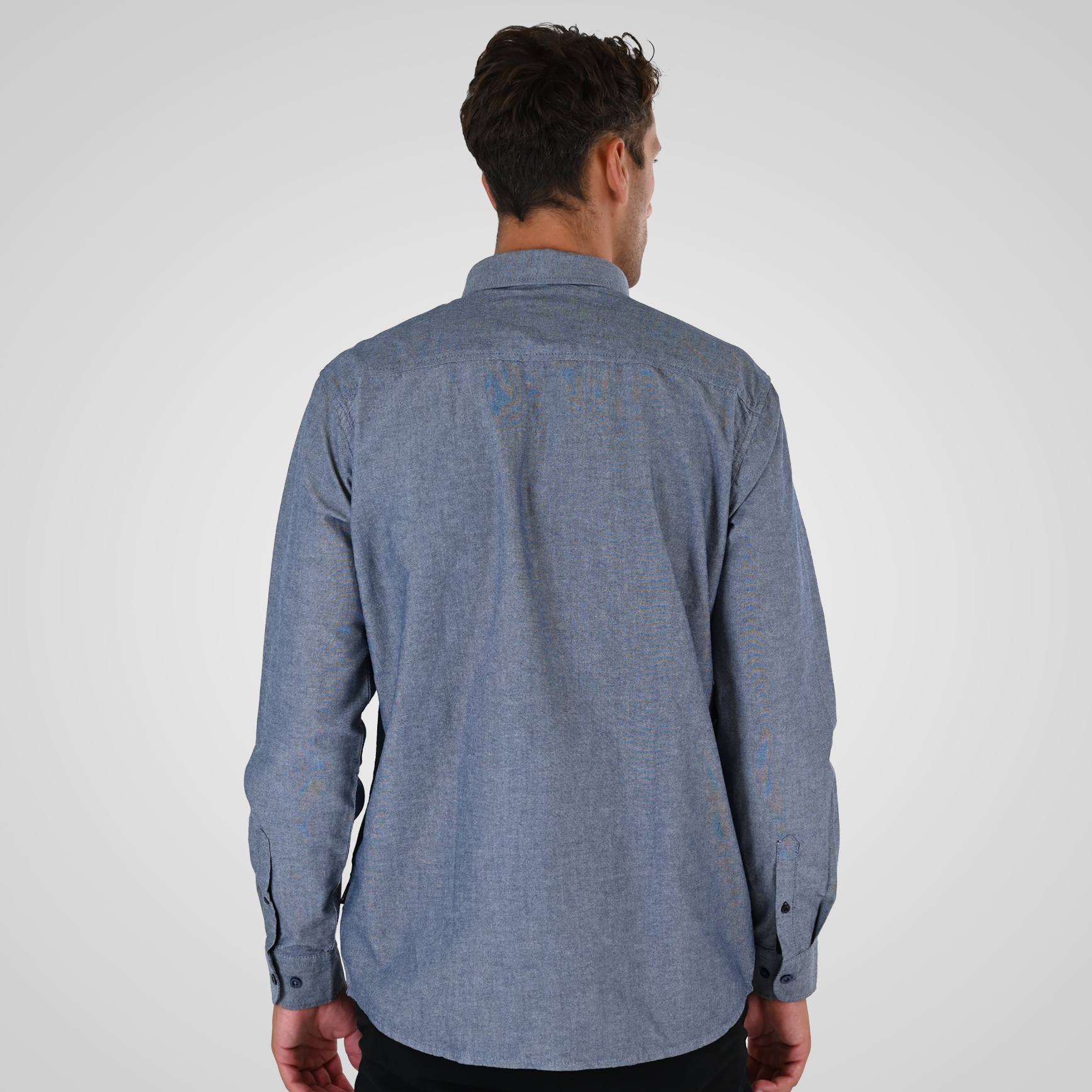 262GS-5225 OXFORD SHIRTS WITH CHEST POCKET AND DENSE EMBROIDERY OXFORD BLUE MELANGE - Image 4