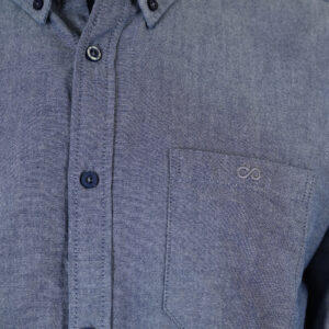 262GS-5225 OXFORD SHIRTS WITH CHEST POCKET AND DENSE EMBROIDERY OXFORD BLUE MELANGE - Image 5
