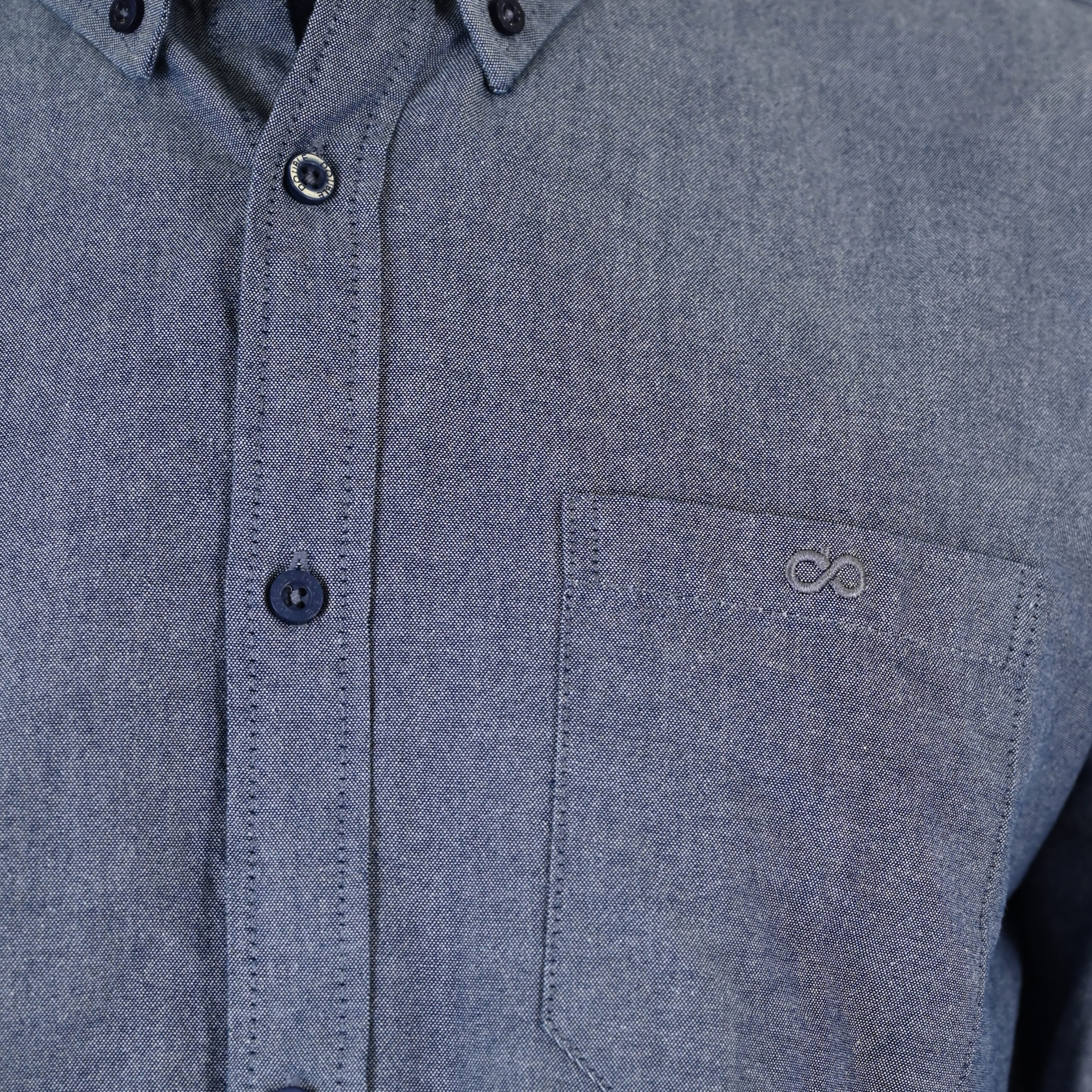 262GS-5225 OXFORD SHIRTS WITH CHEST POCKET AND DENSE EMBROIDERY OXFORD BLUE MELANGE - Image 5