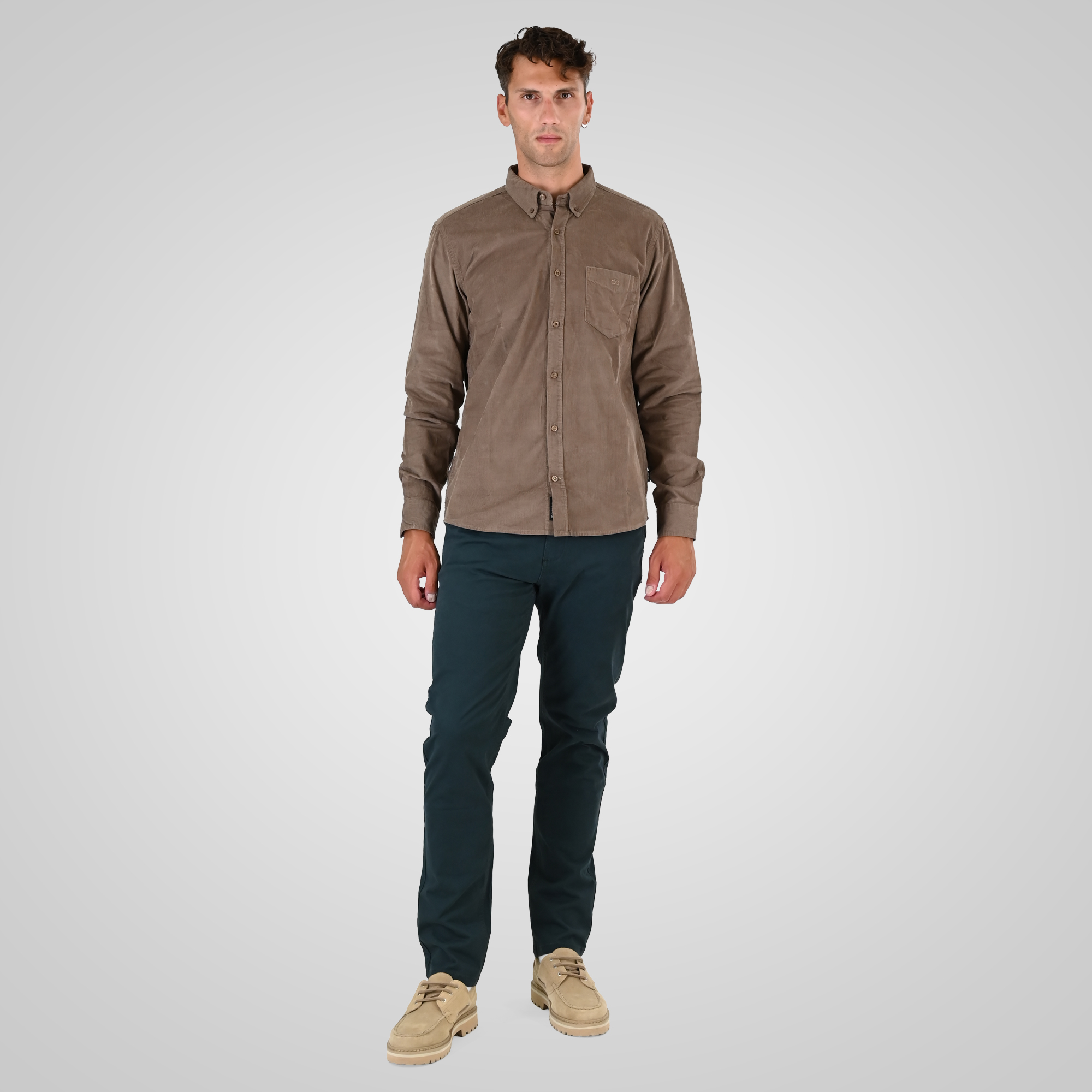 262GS-5226 SHIRTS WITH CHEST POCKET AND DENSE EMBROIDERY (BABY CORDUROY) BEIGE - Image 2