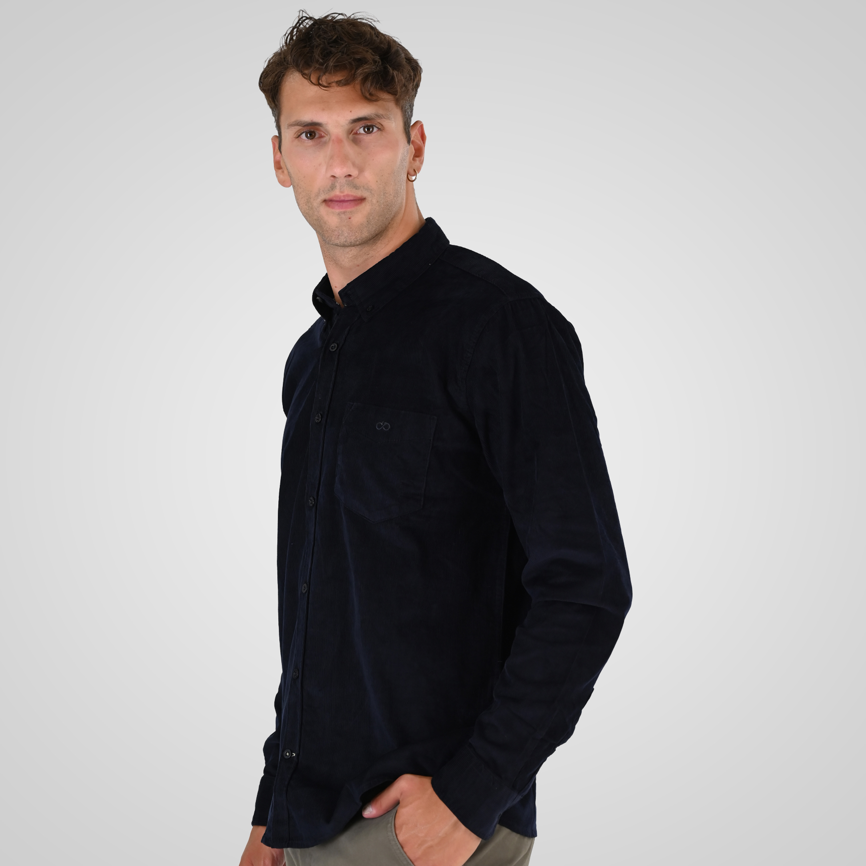 262GS-5226 SHIRTS WITH CHEST POCKET AND DENSE EMBROIDERY (BABY CORDUROY) DK MARINE - Image 3