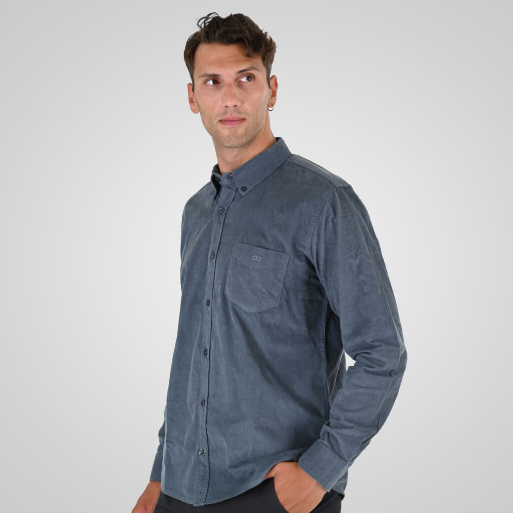 262GS-5226 SHIRTS WITH CHEST POCKET AND DENSE EMBROIDERY (BABY CORDUROY) DUSTY BLUE