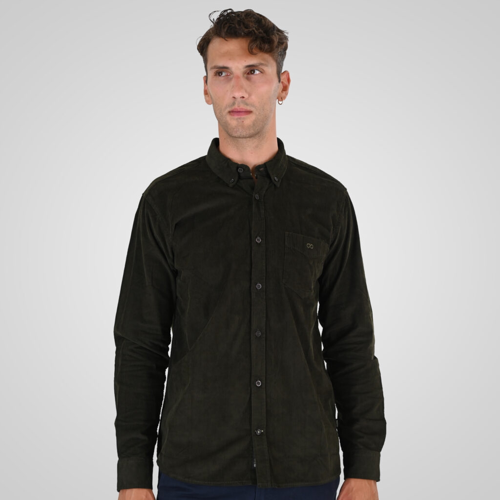 262GS-5226 SHIRTS WITH CHEST POCKET AND DENSE EMBROIDERY (BABY CORDUROY) KHAKI