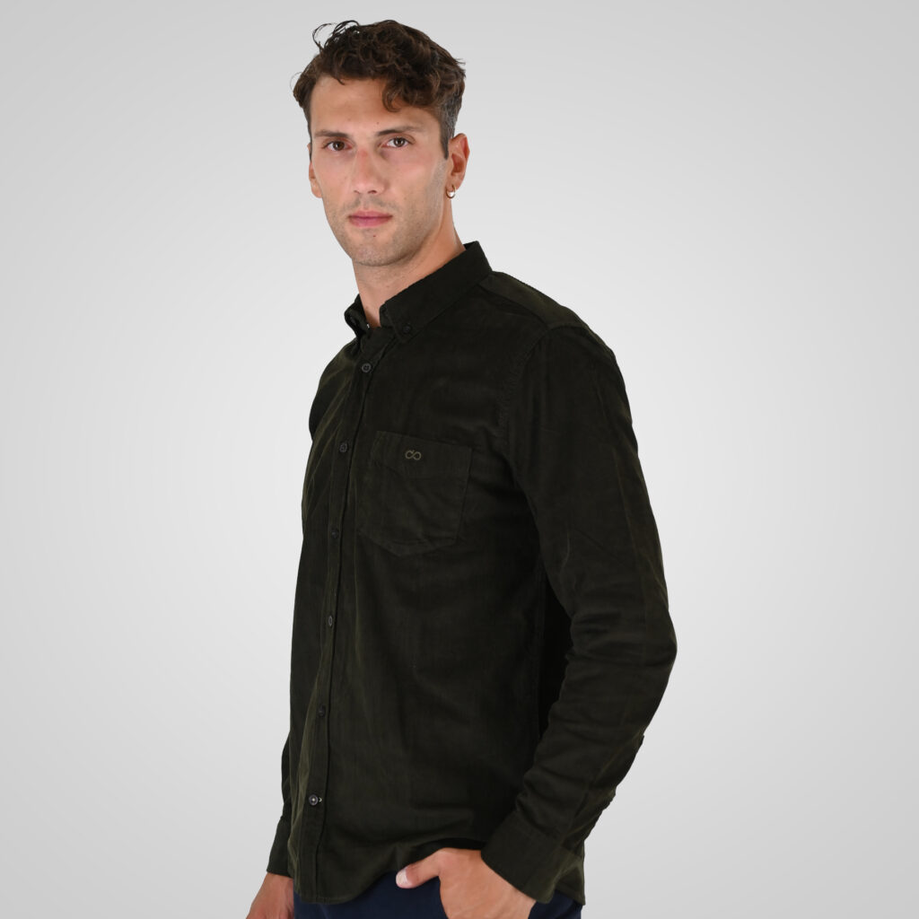 262GS-5226 SHIRTS WITH CHEST POCKET AND DENSE EMBROIDERY (BABY CORDUROY) KHAKI