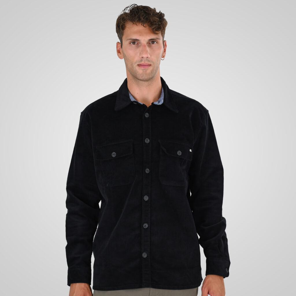 262GS-5227 OVERSHIRTS WITH CHEST POCKETS (HEAVY CORDUROY) BLACK