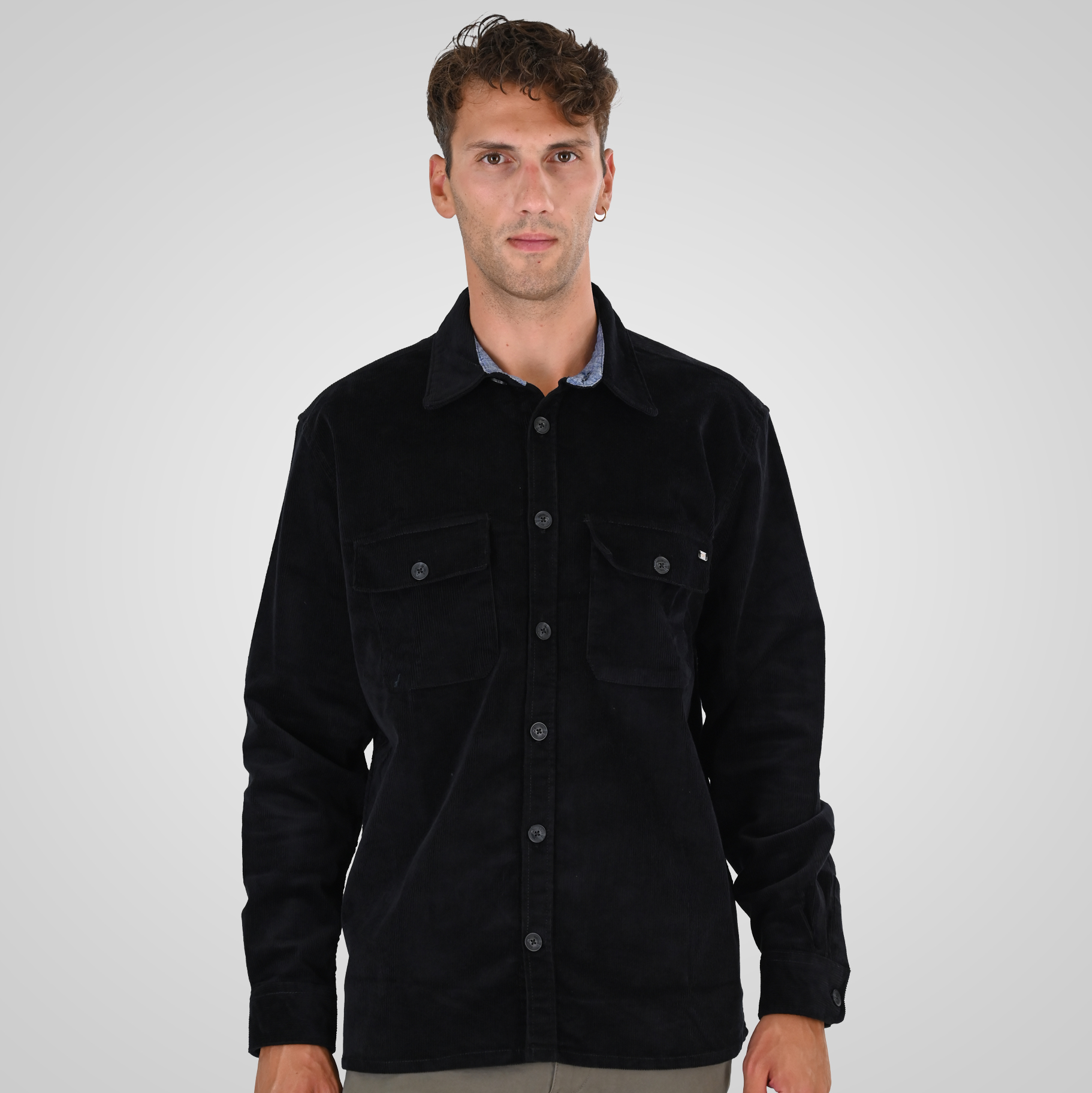 262GS-5227 OVERSHIRTS WITH CHEST POCKETS (HEAVY CORDUROY) BLACK - Image 1