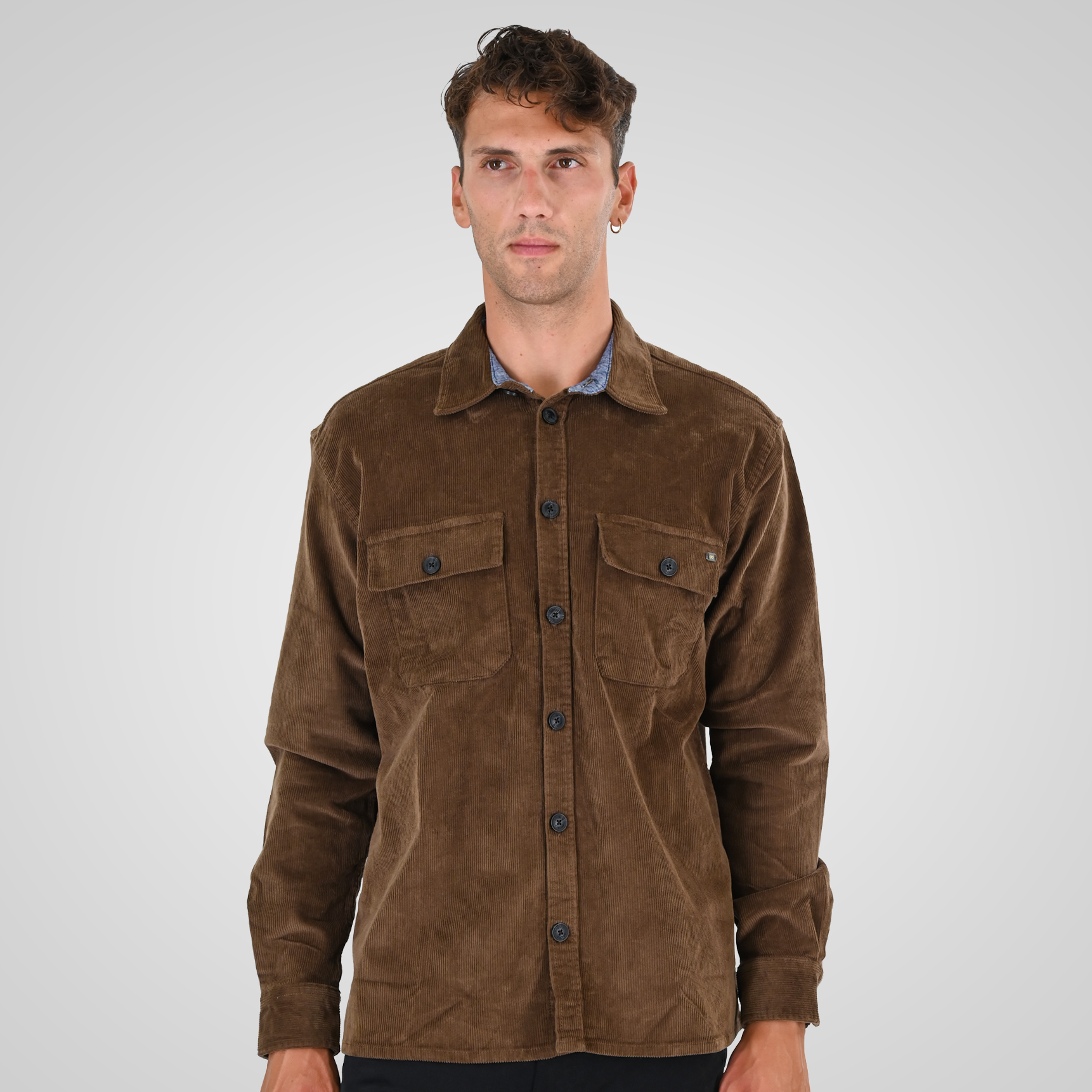 262GS-5227 OVERSHIRTS WITH CHEST POCKETS (HEAVY CORDUROY) CAMEL - Image 1