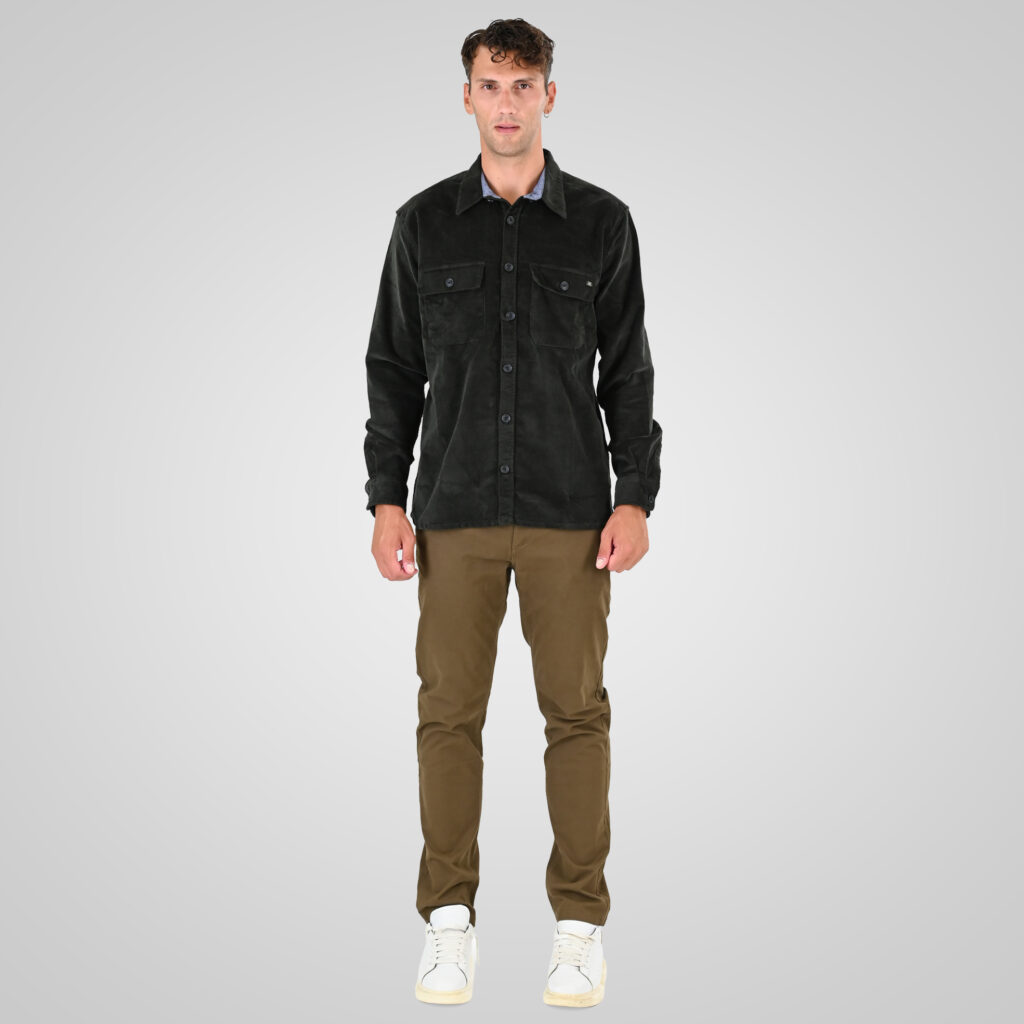 262GS-5227 OVERSHIRTS WITH CHEST POCKETS (HEAVY CORDUROY) DK OLIVE