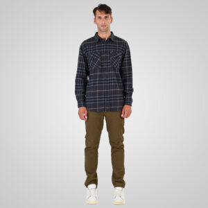 262GS-5233 SHIRTS FLANNEL WITH CHEST POCKETS CC1 BLACK-GREY