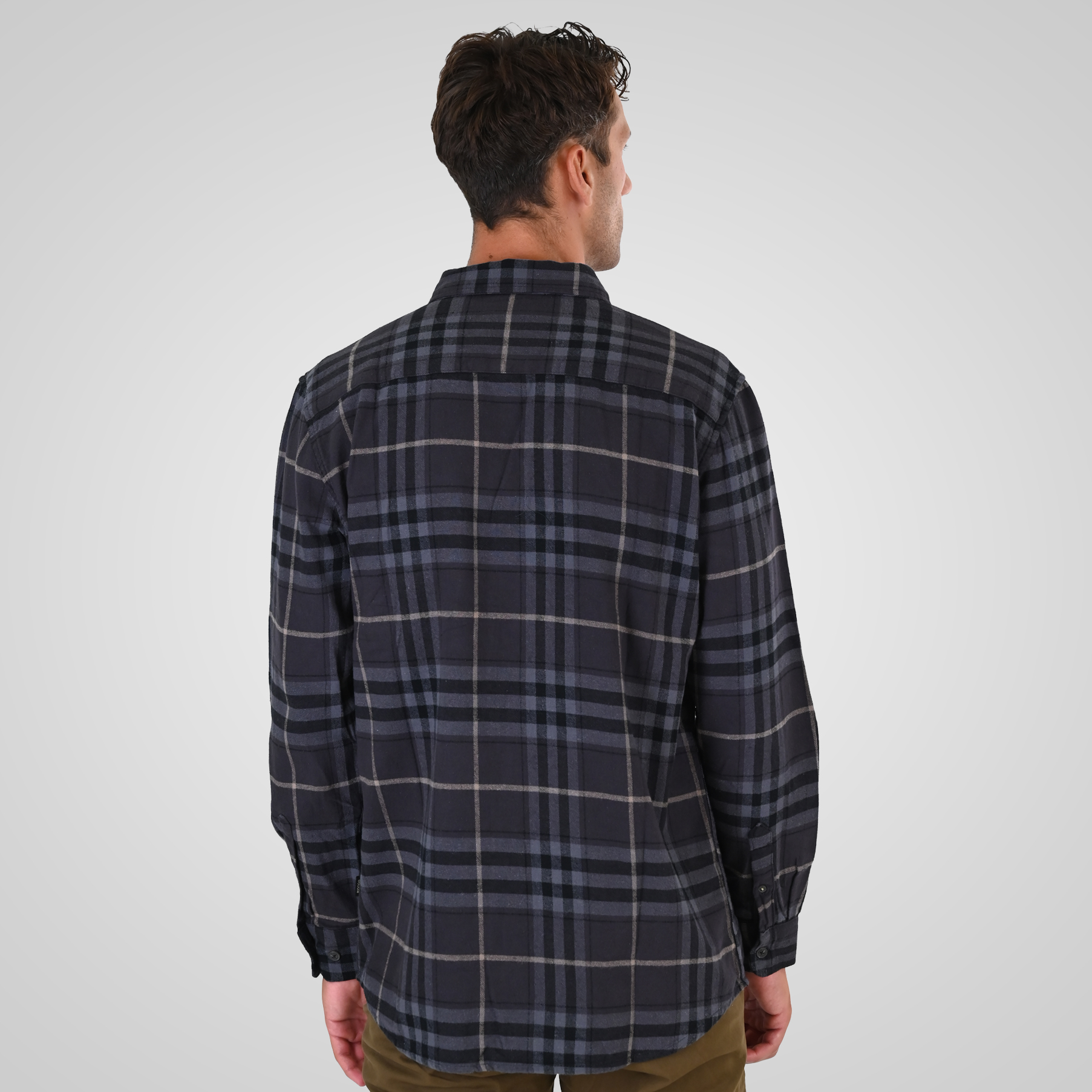 262GS-5233 SHIRTS FLANNEL WITH CHEST POCKETS CC1 BLACK-GREY - Image 4