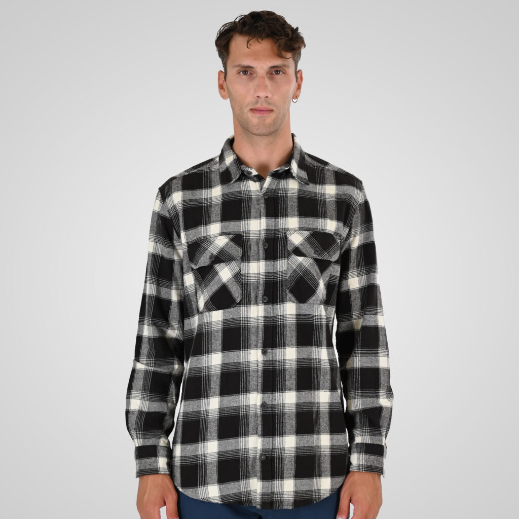 262GS-5233 SHIRTS FLANNEL WITH CHEST POCKETS CC12 BROWN-BEIGE