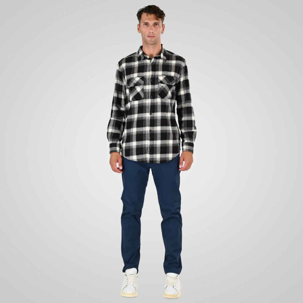 262GS-5233 SHIRTS FLANNEL WITH CHEST POCKETS CC12 BROWN-BEIGE