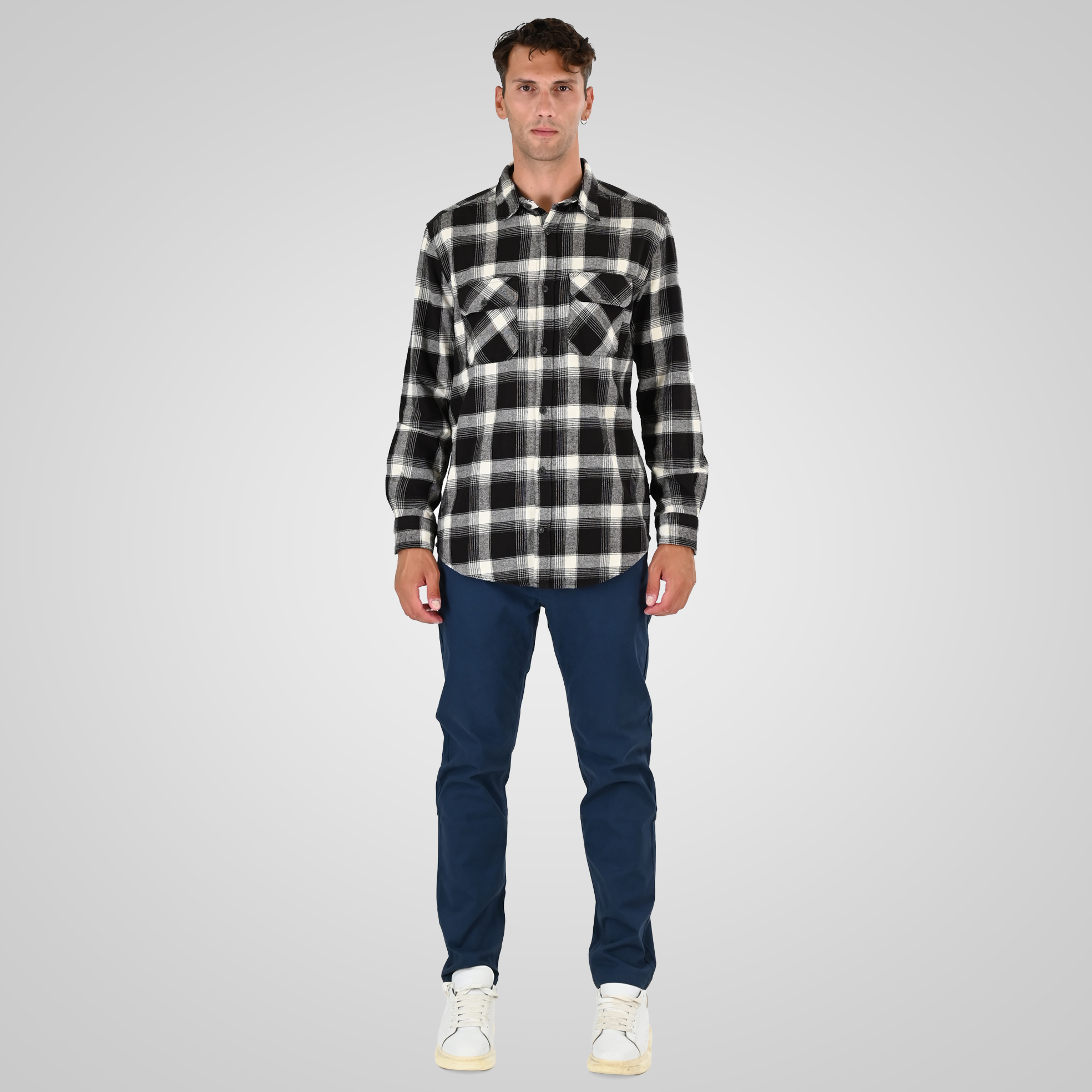 262GS-5233 SHIRTS FLANNEL WITH CHEST POCKETS CC12 BROWN-BEIGE - Image 2