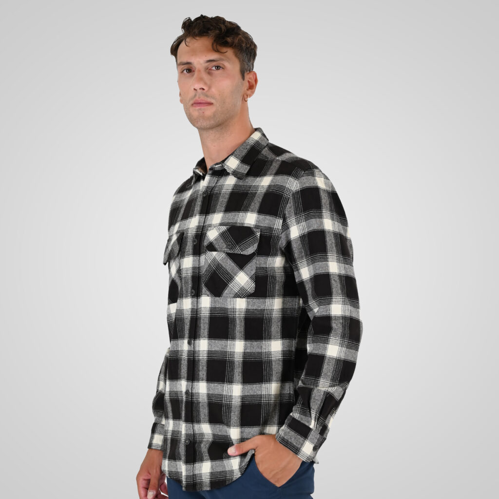 262GS-5233 SHIRTS FLANNEL WITH CHEST POCKETS CC12 BROWN-BEIGE