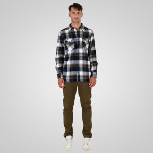 262GS-5233 SHIRTS FLANNEL WITH CHEST POCKETS CC3 NAVY-BEIGE