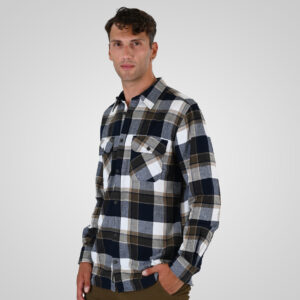 262GS-5233 SHIRTS FLANNEL WITH CHEST POCKETS CC3 NAVY-BEIGE - Image 3