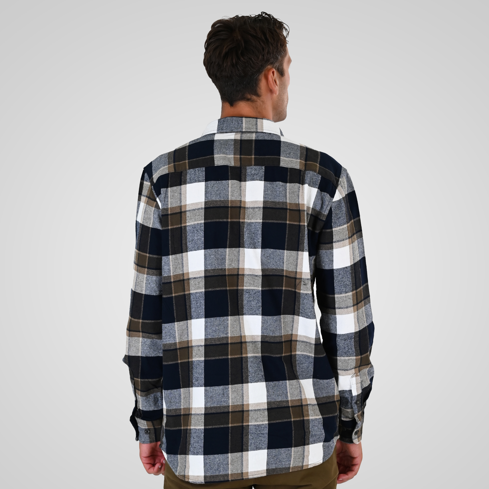 262GS-5233 SHIRTS FLANNEL WITH CHEST POCKETS CC3 NAVY-BEIGE - Image 4