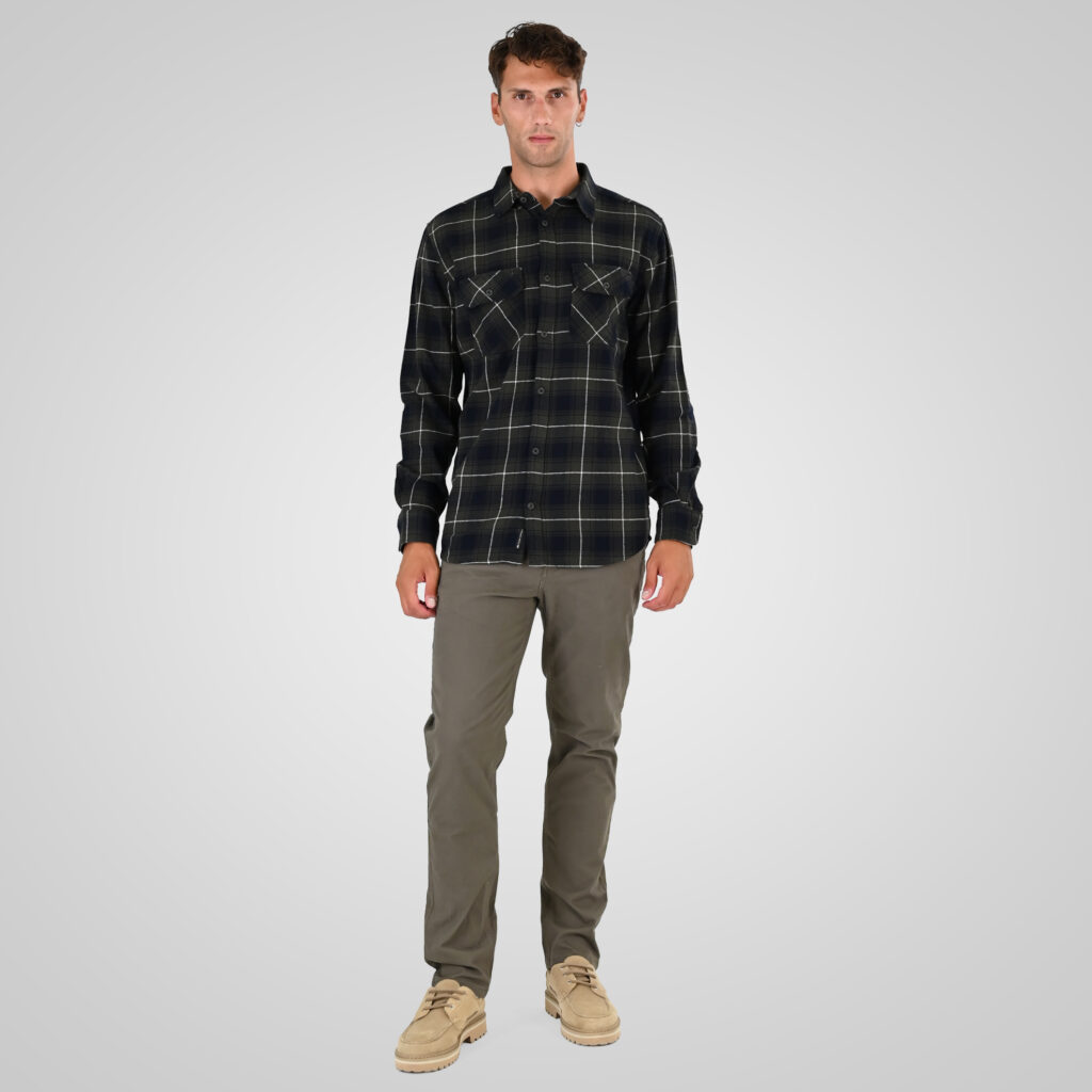 262GS-5233 SHIRTS FLANNEL WITH CHEST POCKETS CC2 OLIVE-BLUE