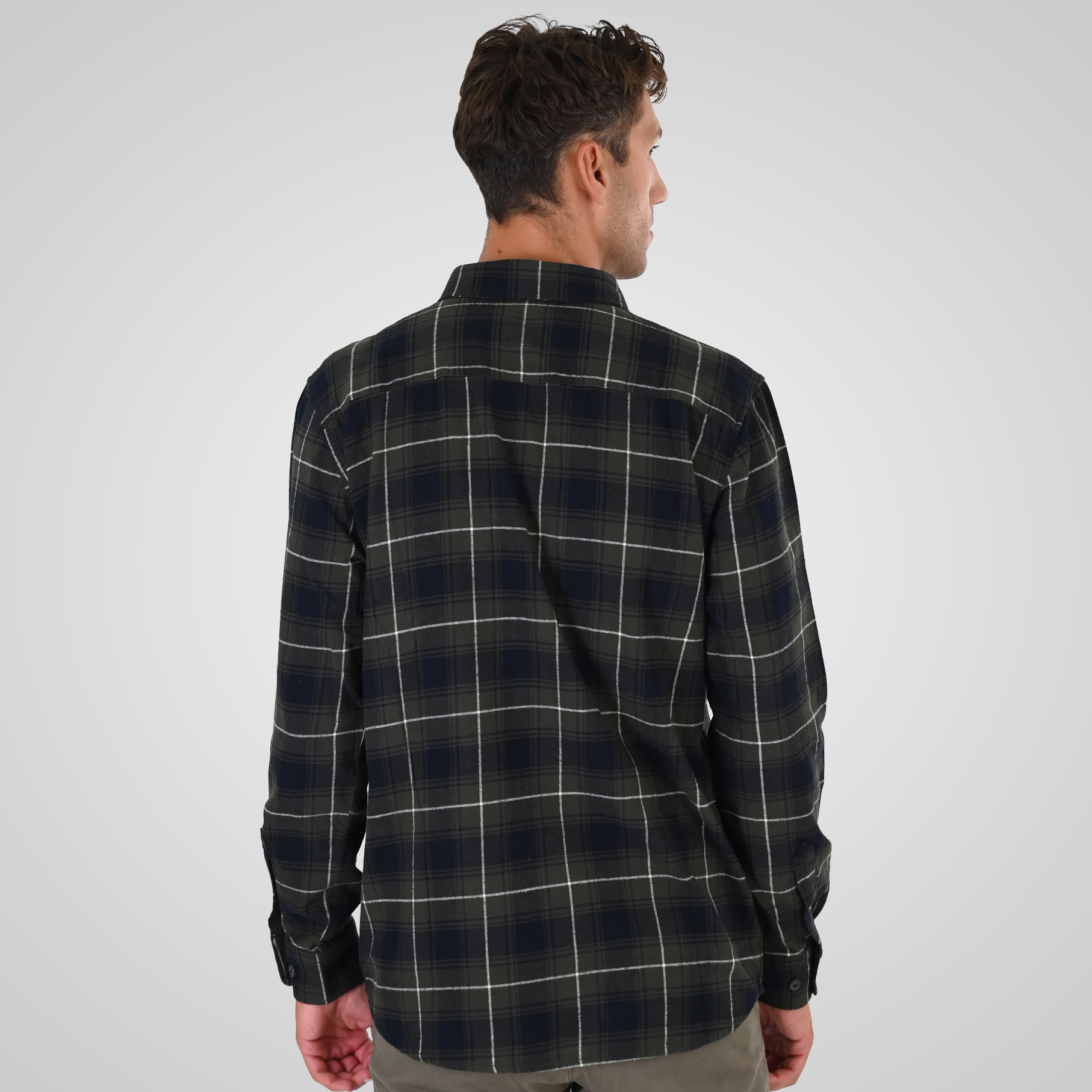262GS-5233 SHIRTS FLANNEL WITH CHEST POCKETS CC2 OLIVE-BLUE - Image 4