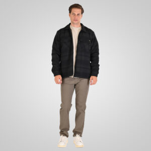 262GS-5236 OVERSHIRTS WITH ZIPPER AND LIGHT PADDING (HEAVY FLANNEL) CC8 BLACK ANTHRACITE