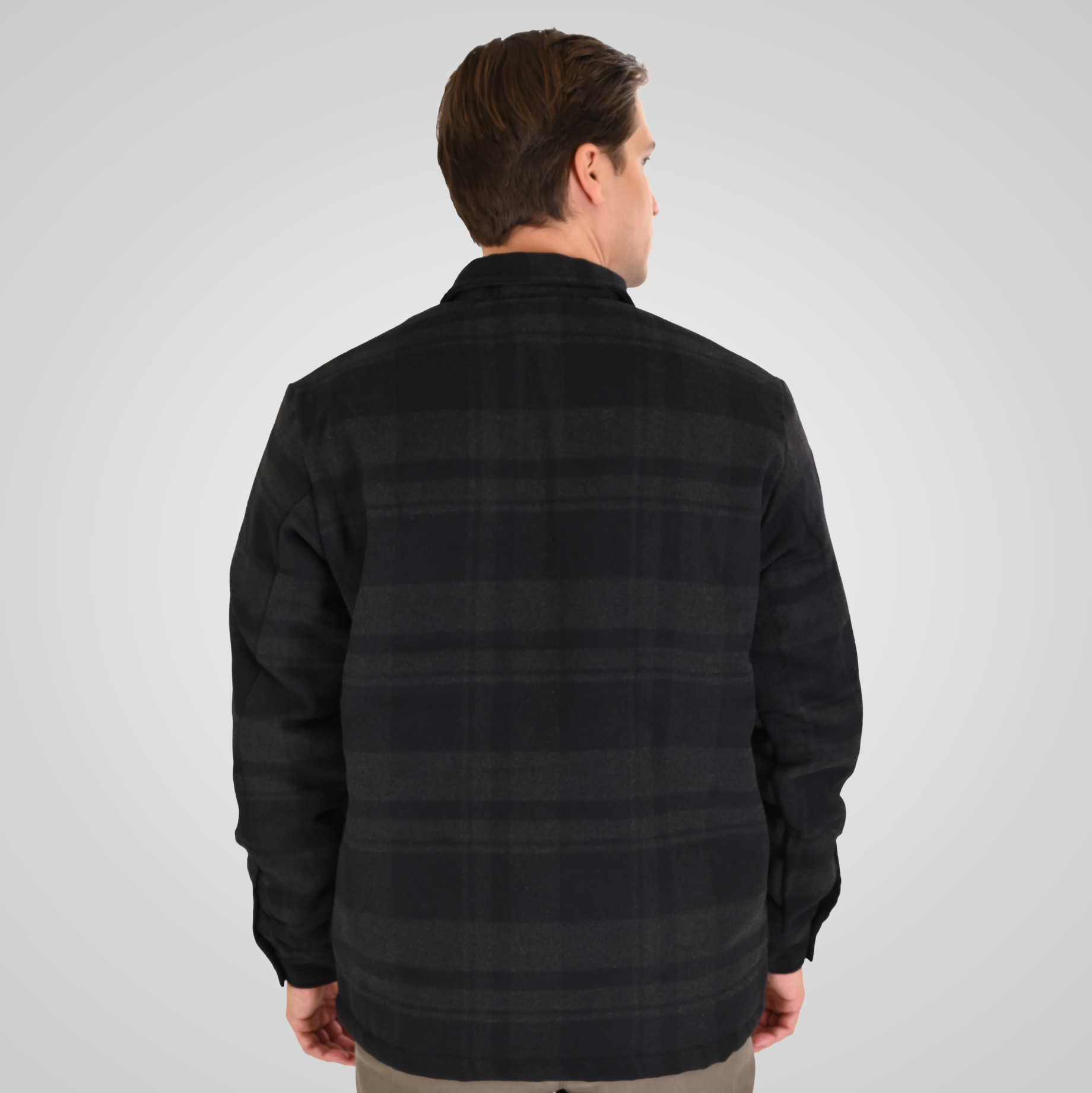 262GS-5236 OVERSHIRTS WITH ZIPPER AND LIGHT PADDING (HEAVY FLANNEL) CC8 BLACK ANTHRACITE - Image 4