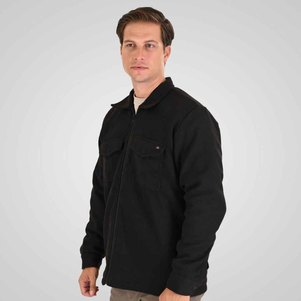 262GS-5236 OVERSHIRTS WITH ZIPPER AND LIGHT PADDING (HEAVY FLANNEL) BLACK